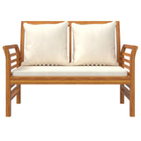 NNEVL Sofa Bench with Cream White Cushions Solid Wood Acacia