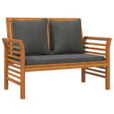 NNEVL Sofa Bench with Dark Grey Cushions Solid Wood Acacia
