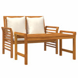 NNEVL 2 Piece Garden Lounge Set with Cream White Cushions Solid Wood