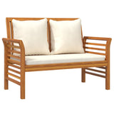 NNEVL 2 Piece Garden Lounge Set with Cream White Cushions Solid Wood