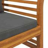 NNEVL 2 Piece Garden Lounge Set with Dark Grey Cushions Solid Wood