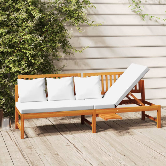 NNEVL Day Bed with Cream Cushion 200x60x75 cm Solid Wood Acacia