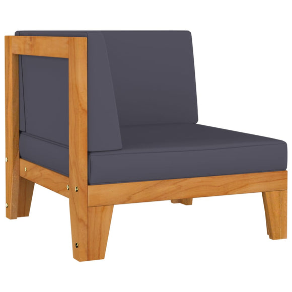NNEVL Sectional Corner Sofa and Dark Grey Cushions Solid Acacia Wood