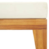 NNEVL Sectional Footrest with Cream White Cushion Solid Acacia Wood