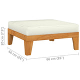 NNEVL Sectional Footrest with Cream White Cushion Solid Acacia Wood