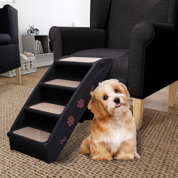 NNEVL Folding Dog Stairs Black 62x40x49.5 cm