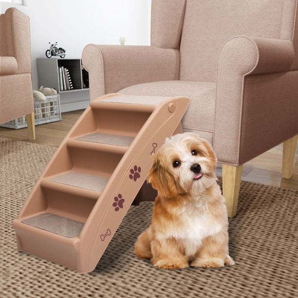 NNEVL Folding Dog Stairs Brown 62x40x49.5 cm