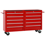 NNEVL Tool Trolley with 10 Drawers Steel Red