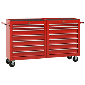 NNEVL Tool Trolley with 14 Drawers Steel Red