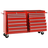 NNEVL Tool Trolley with 14 Drawers Steel Red