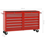 NNEVL Tool Trolley with 14 Drawers Steel Red