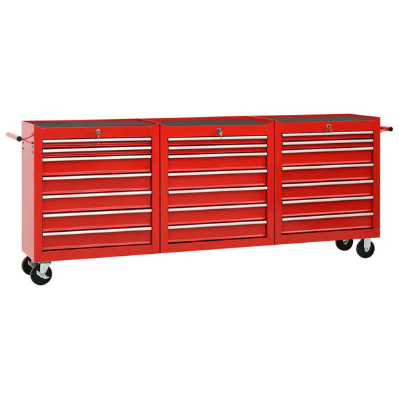 NNEVL Tool Trolley with 21 Drawers Steel Red