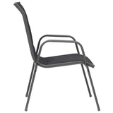 NNEVL Stackable Garden Chairs 4 pcs Steel and Textilene Black