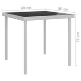 NNEVL Outdoor Dining Table Light Grey 80x80x72 cm Glass and Steel