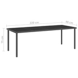 NNEVL Outdoor Dining Table Anthracite 220x90x75 cm Steel and Glass