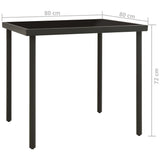 NNEVL Outdoor Dining Table Anthracite 80x80x72 cm Glass and Steel