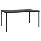NNEVL Garden Table with Glass Tabletop Black 150x90x74 cm Steel