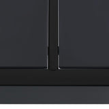NNEVL Garden Table with Glass Tabletop Black 150x90x74 cm Steel
