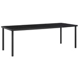 NNEVL Garden Table Black 220x90x74.5 cm Steel and Glass