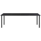 NNEVL Garden Table Black 220x90x74.5 cm Steel and Glass