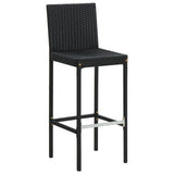 NNEVL Garden Bar Stools with Cushions 2 pcs Black Poly Rattan