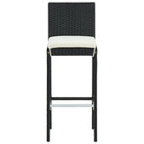 NNEVL Garden Bar Stools with Cushions 2 pcs Black Poly Rattan