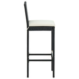 NNEVL Garden Bar Stools with Cushions 2 pcs Black Poly Rattan