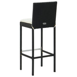 NNEVL Garden Bar Stools with Cushions 2 pcs Black Poly Rattan