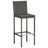 NNEVL Garden Bar Stools with Cushions 2 pcs Grey Poly Rattan