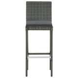 NNEVL Garden Bar Stools with Cushions 2 pcs Grey Poly Rattan