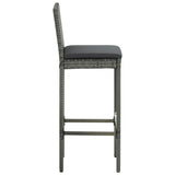 NNEVL Garden Bar Stools with Cushions 2 pcs Grey Poly Rattan