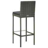 NNEVL Garden Bar Stools with Cushions 2 pcs Grey Poly Rattan