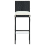 NNEVL Garden Bar Stools with Cushions 4 pcs Black Poly Rattan