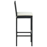 NNEVL Garden Bar Stools with Cushions 4 pcs Black Poly Rattan
