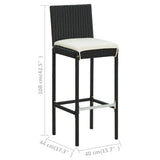 NNEVL Garden Bar Stools with Cushions 4 pcs Black Poly Rattan