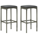 NNEVL Bar Stools with Cushions 2 pcs Grey Poly Rattan