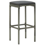 NNEVL Bar Stools with Cushions 2 pcs Grey Poly Rattan
