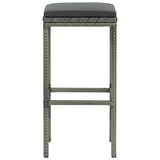 NNEVL Bar Stools with Cushions 2 pcs Grey Poly Rattan