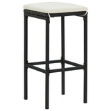 NNEVL Bar Stools with Cushions 3 pcs Black Poly Rattan