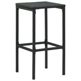 NNEVL Bar Stools with Cushions 3 pcs Black Poly Rattan