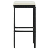 NNEVL Bar Stools with Cushions 3 pcs Black Poly Rattan