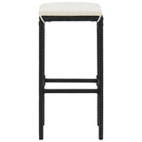 NNEVL Bar Stools with Cushions 3 pcs Black Poly Rattan