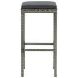 NNEVL Bar Stools with Cushions 3 pcs Grey Poly Rattan