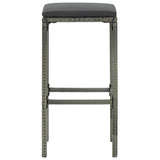 NNEVL Bar Stools with Cushions 3 pcs Grey Poly Rattan