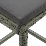 NNEVL Bar Stools with Cushions 3 pcs Grey Poly Rattan