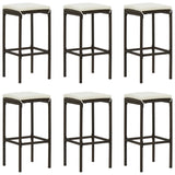 NNEVL Bar Stools with Cushions 6 pcs Brown Poly Rattan