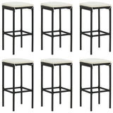 NNEVL Bar Stools with Cushions 6 pcs Black Poly Rattan