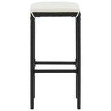 NNEVL Bar Stools with Cushions 6 pcs Black Poly Rattan