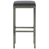 NNEVL Bar Stools with Cushions 6 pcs Grey Poly Rattan
