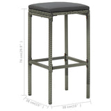 NNEVL Bar Stools with Cushions 6 pcs Grey Poly Rattan